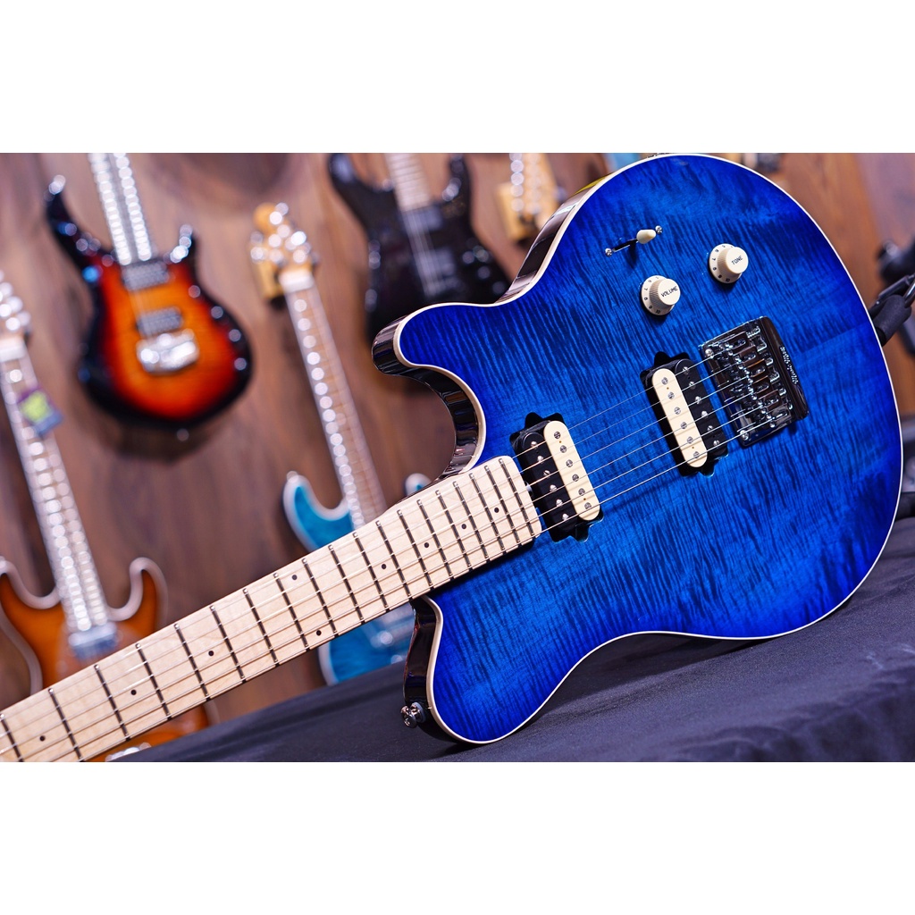 Ernie Ball Music Man Axis Super Sport HH STD - Balboa Blue Flame - Maple Matching Headstock G95466