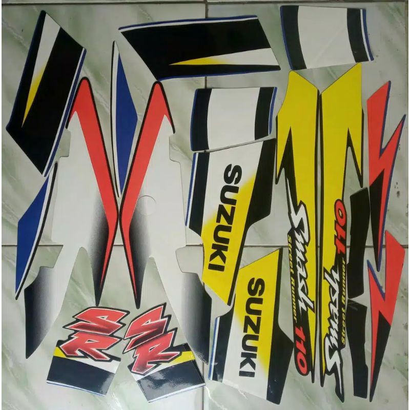 Stiker striping suzuki smash SR 110 2004 2005 hitam biru