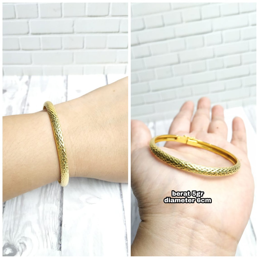 GELANG BANGKOK UKIR GOLD PERAK ASLI S925 KODE CF009