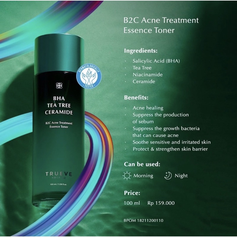 TRUEVE Toner 100ml BPOM - ABC Glowing | Recharge Hydrating | M2C Mugwort Cica |B2C Acne BHA Tea Tree