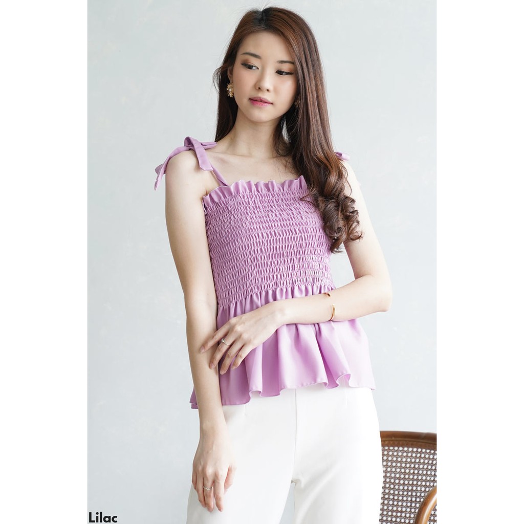 Tanktop Kerut Tali Ikat Atasan Tank Top Wanita