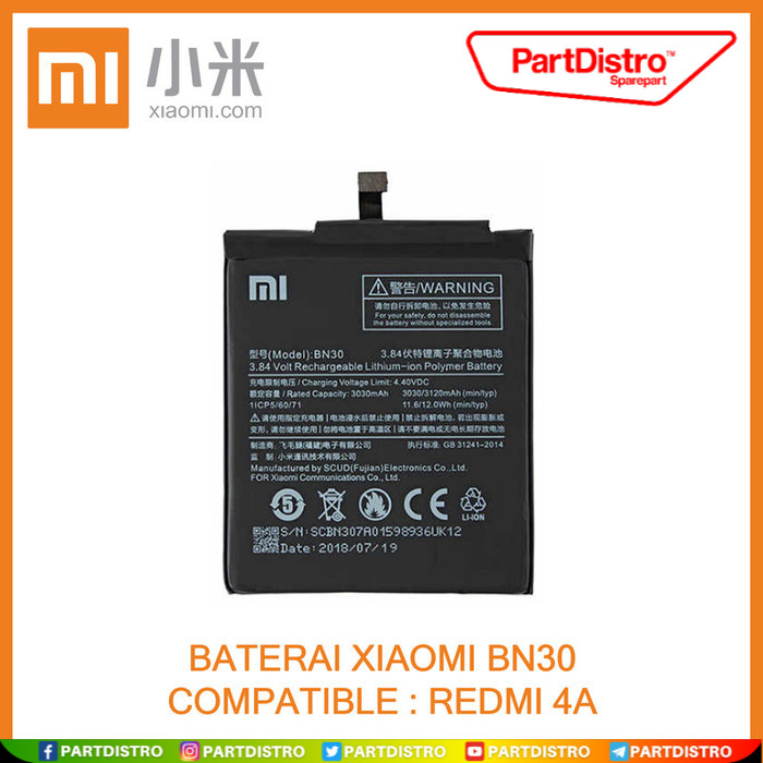 Baterai Xiaomi BN30 Redmi 4A (ORI)