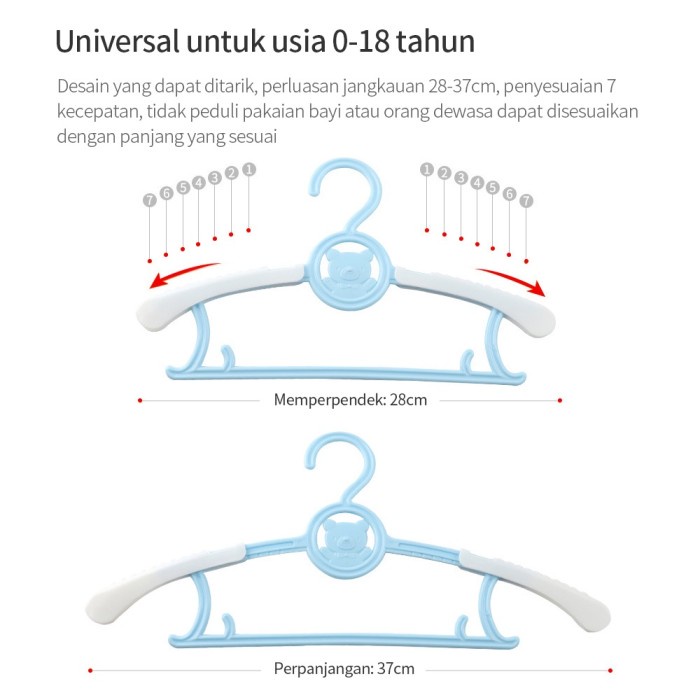 Hanger Baju bayi dan anak bisa memanjang – AC 43 – Tempat Gantungan Jemuran plastik untuk Baju celana  handuk  gurita gerita grita  rak lemari dinding perlengkapan bayi dan anak stand folding hanger lipat anger kapstok gantungan baju hook