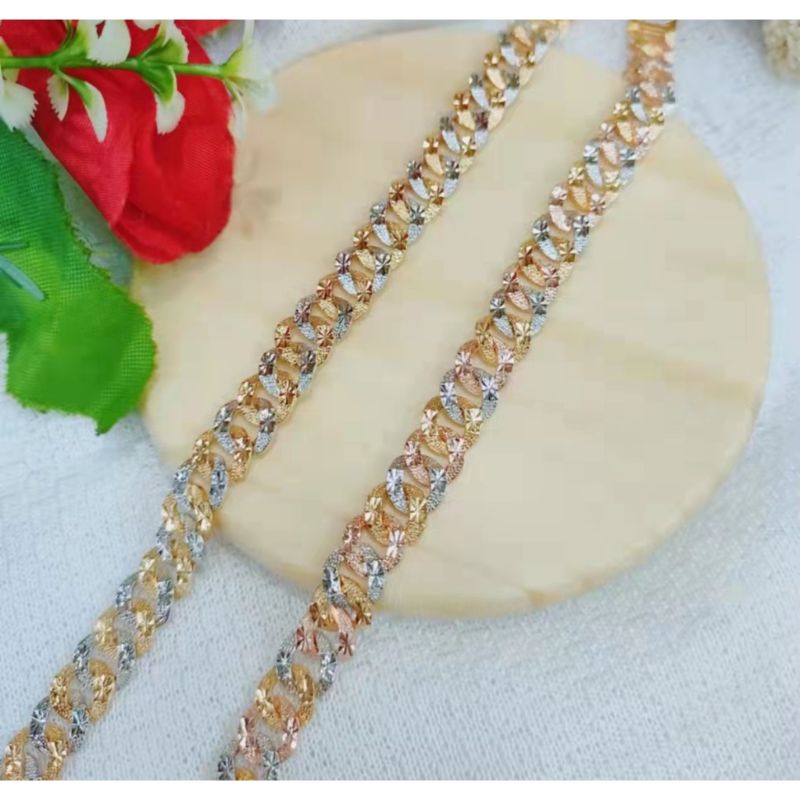 Gelang Tangan Rantai Sisik Naga Tebal Gelang Titanium Lapis Emas Anti Karat 41843