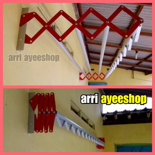 Piscoklegit_ Jemuran Dinding Lipat 2 Meter Dengan Cantolan Hanger,Gantungan Baju Besar,Jumbo