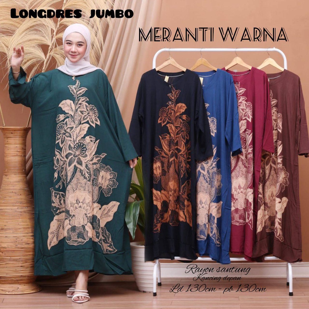 LONGDRESS JUMBO BUSUI MERANTI WARNA LD 130 DASTER BATIK LENGAN PANJANG KANCING DEPAN BUMIL LONG DRESS