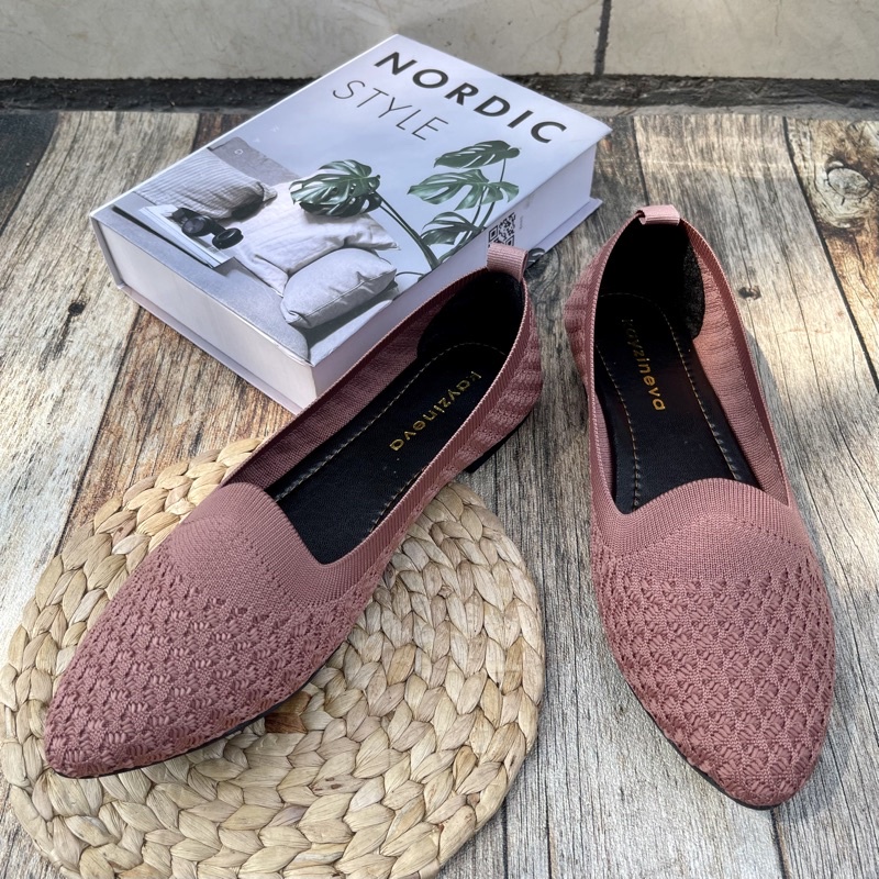 KAYZINEVA | CC03 Sepatu Wanita Rajut Flat Premium