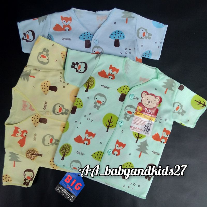 3Pc Baju Bayi Tara Necci Lengan Pendek Newborn Warna Bahan Lembut dan SNI