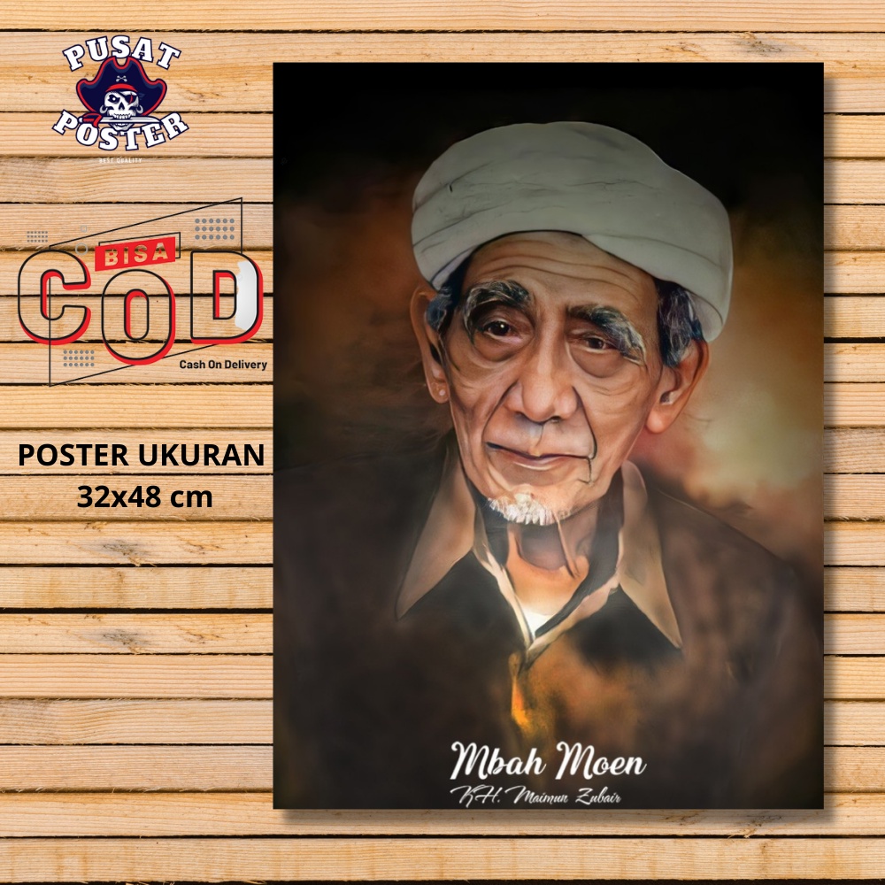 POSTER KH MAIMUN ZUBAIR - FOTO MBAH MOEN - POSTER ULAMA - POSTER DINDING - PAJANGAN DINDING - HIASAN