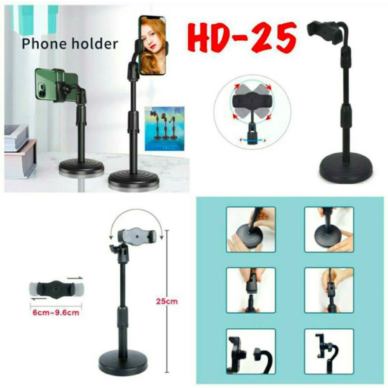 Phone Holder Stand Meja HD 25 Folding Desktop supprot HD 25 Tablet standing Berdiri Holder