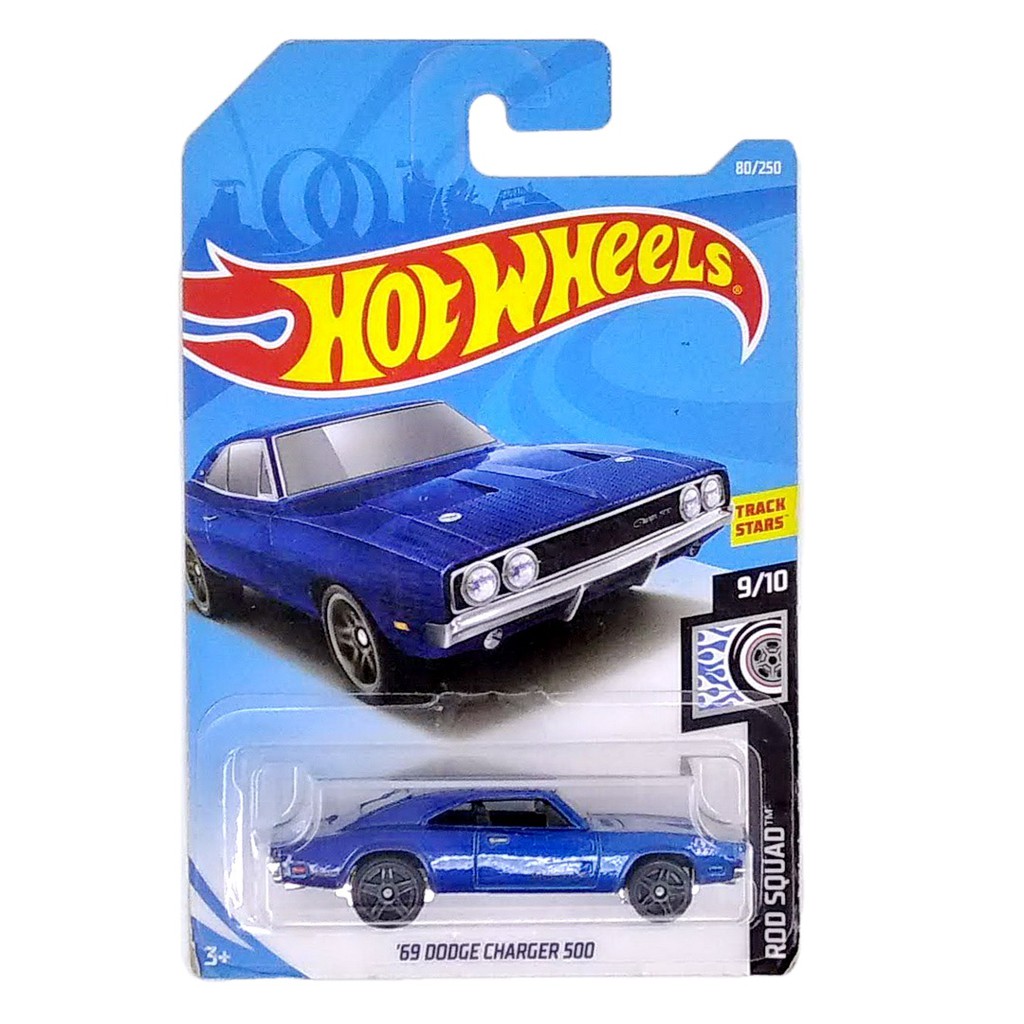 Hot Wheels 69 Dodge Charger 500 Biru Rod Squad Mobil Hotwheels