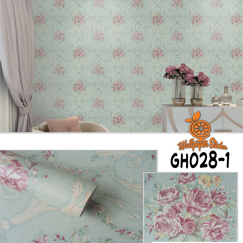 Wallpaper Dinding Ruang Tamu Wallpaper Stiker Dinding Rumah 45cm x 8m / Wallpaper Dinding 3D Motif Bunga Ulir Bambu