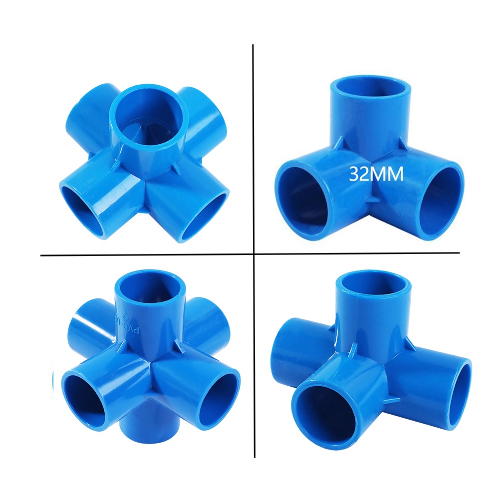 20-50mm Konektor Pipa PVC Biru / Tabung Air Irigasi Siku T Alat DIY