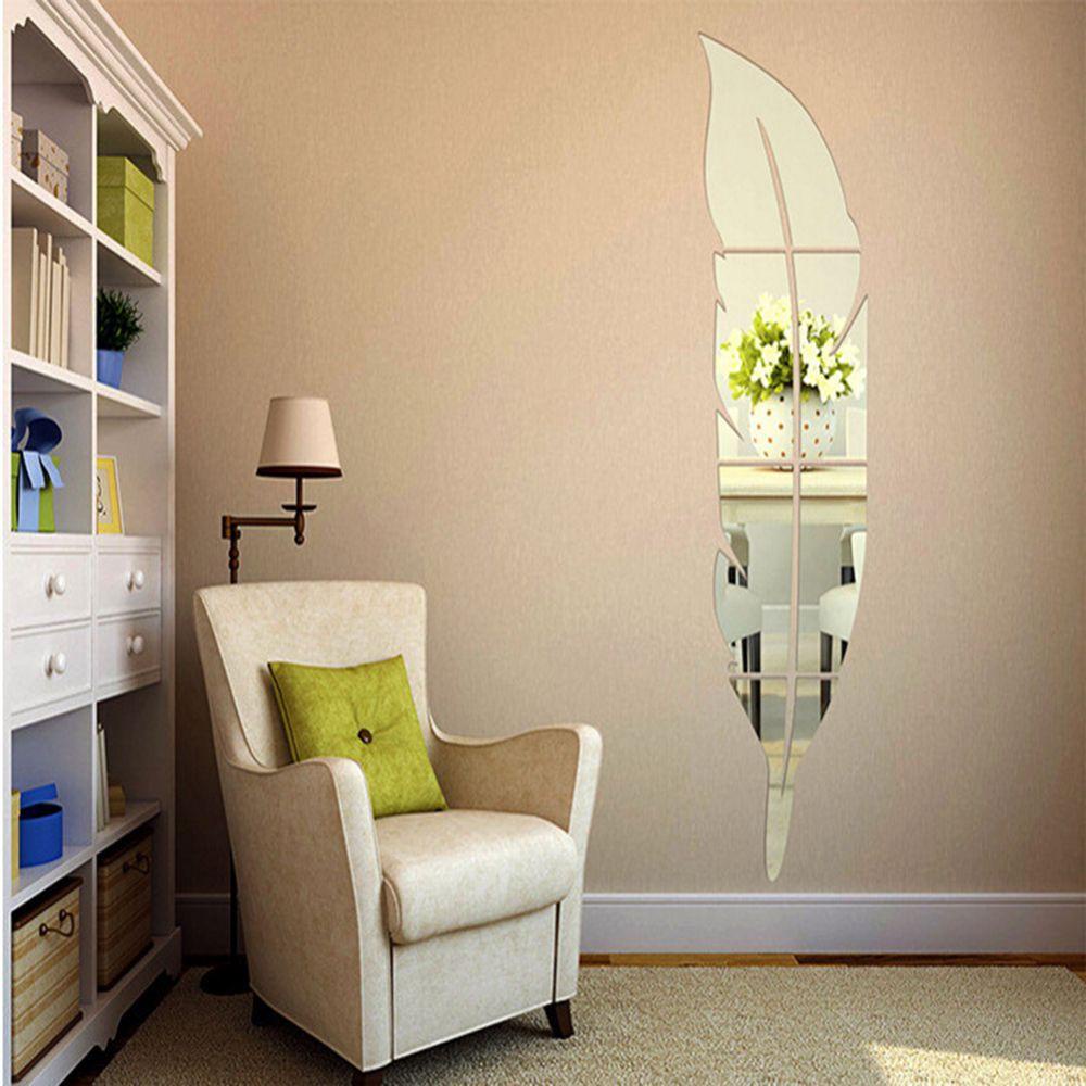 Solighter Mirror Wall Sticker Removable Dekorasi Rumah Daun Akrilik