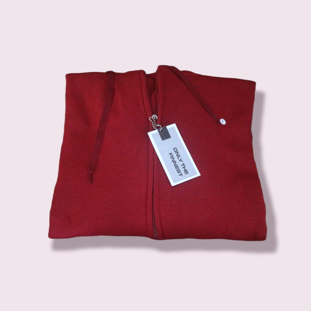 SWEATER_ID Hoodie Zipper Maroon Polos Unisex