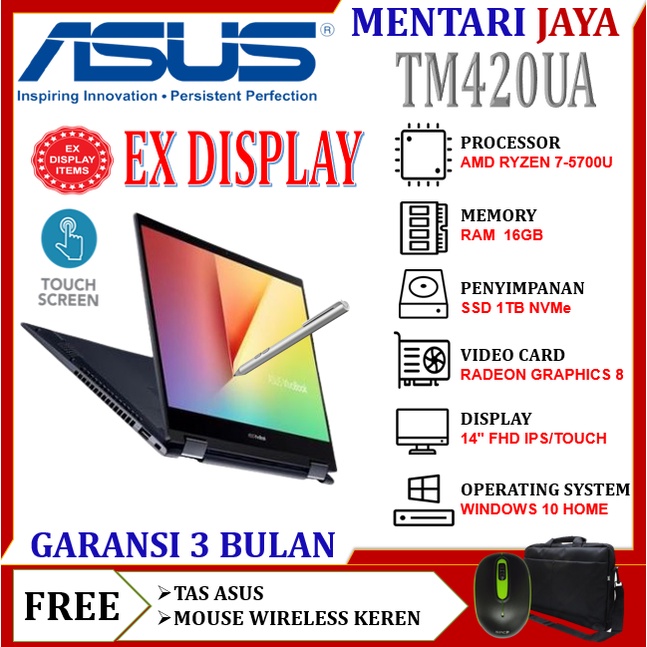 Spesial Promo Laptop Asus Vivobook Flip TM420UA 14 FHD 2in1 touchscreen AMD Ryzen 7 5700U 16GB 1TB ssd Windows-0