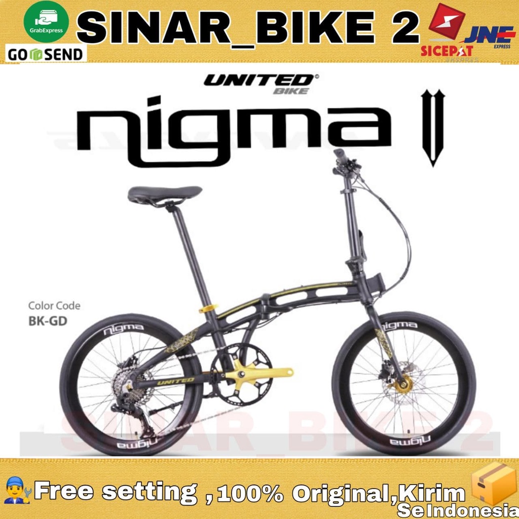 Sepeda Lipat UNITED NIGMA 5 V 20 Inch Terbaru Alloy 10 Speed Rem Hidrolik Garansi Resmi 5 Tahun