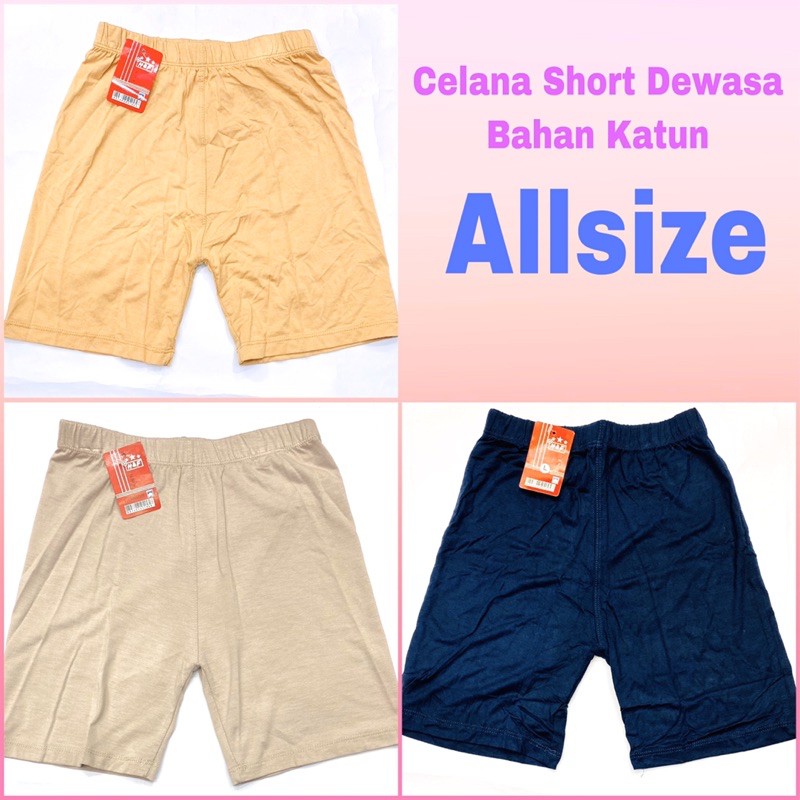 Celana Short / Daleman Wanita Bahan katun Lembut Allsize