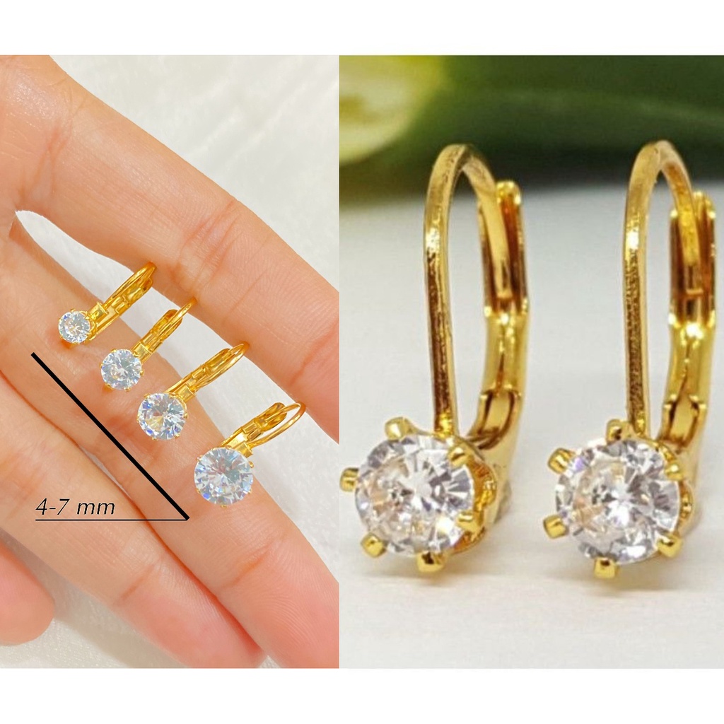 Anting Titanium Wanita Anting Desi Permata Anti Karat Tidak Alergi