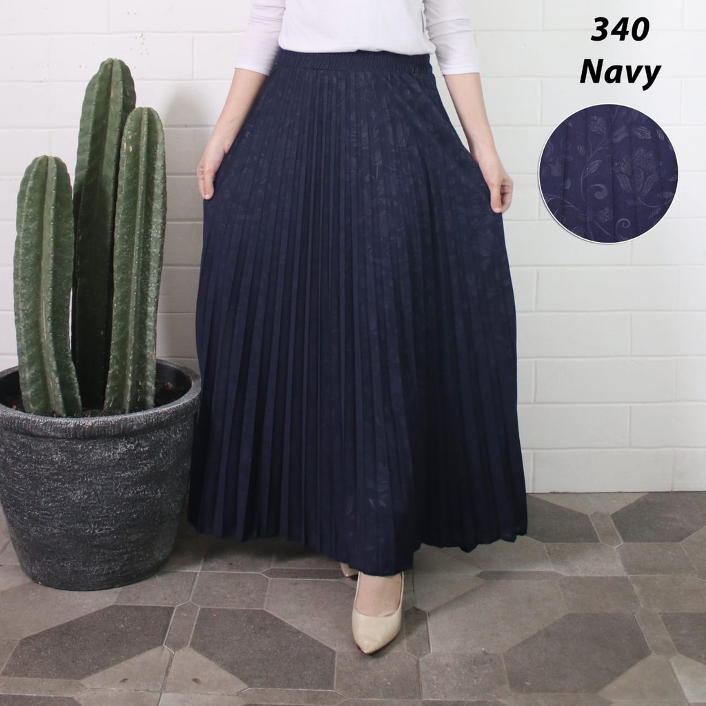 ROK PLISKET 340 LUVALINE PRISKET PANJANG PLEATED SKIRT FLARE SKIRT MAYUNG FLOWY REMPEL