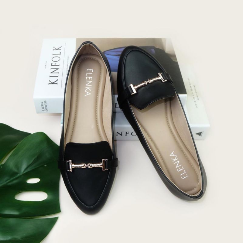 Sepatu Flatshoes Wanita Big Size Mylin Black JUMBO 41 42 43 44