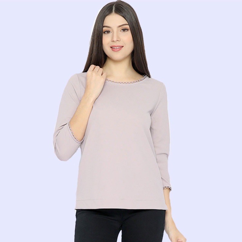 [3warna] LOFT 71 Lace Trim Blouse - Blush Pink / White / Lilac - Baju Atasan Wanita Branded Original