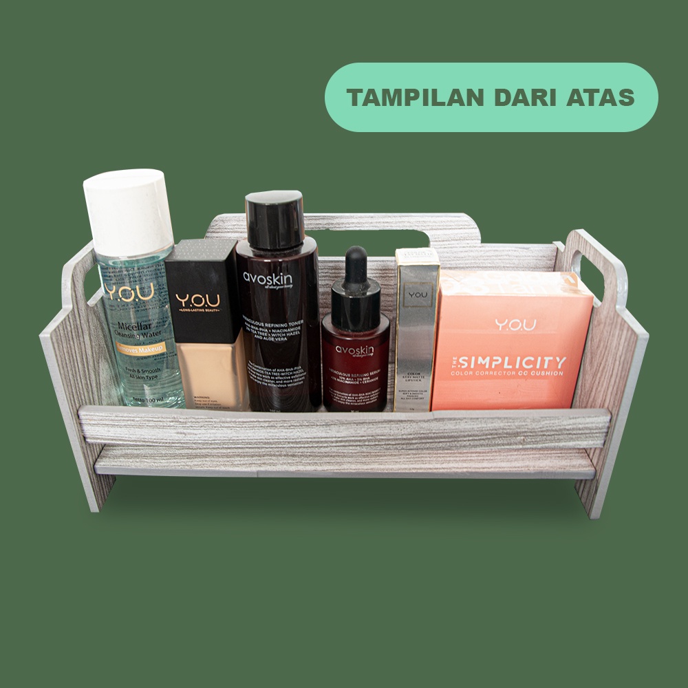 Rak Kosmetik Skincare Make Up Tempat Bumbu Dapur Serbaguna Bahan Kayu MDF LC019