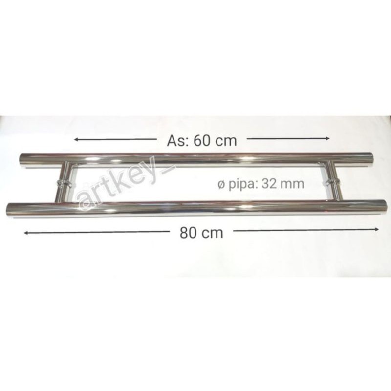 Handle Pintu Kaca &amp; Alumunium pipa bulat As 60 × 80 cm Stainless Steel