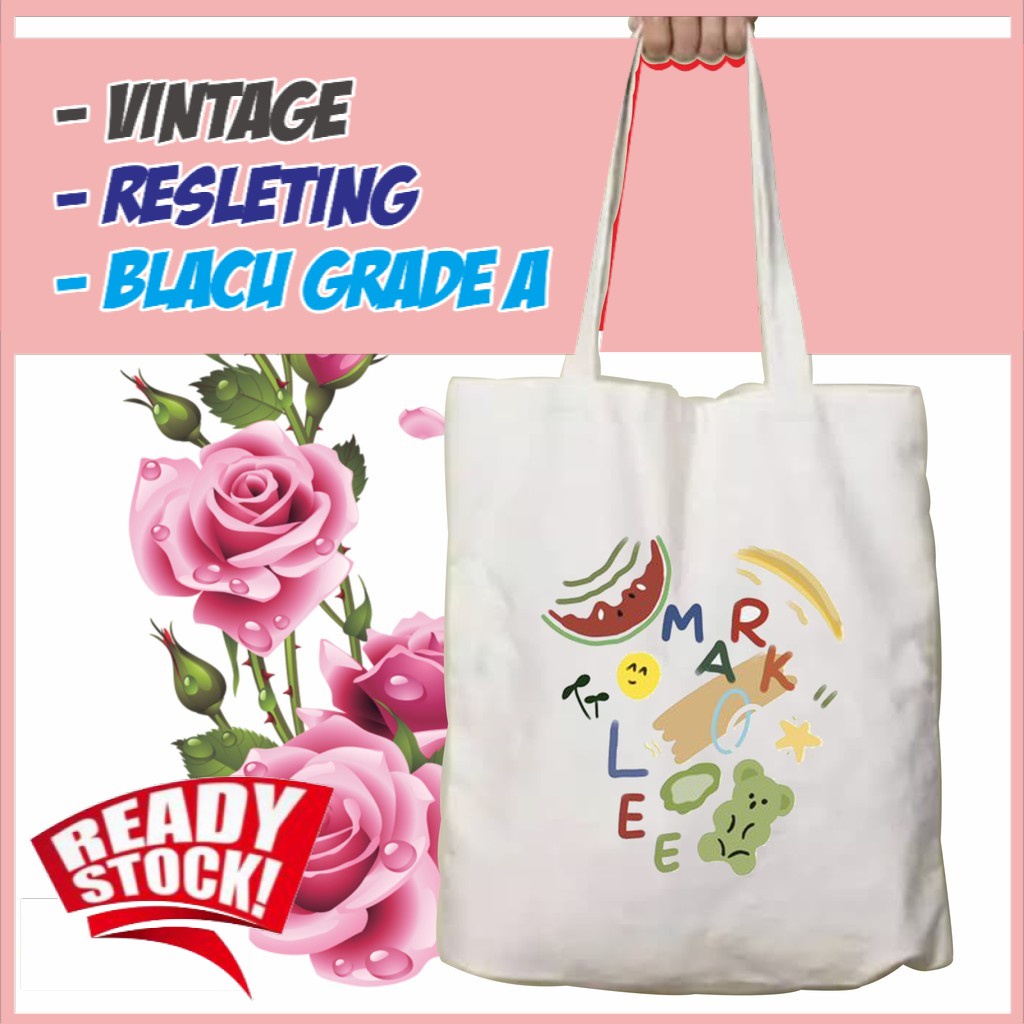 Ready Tote Bagbag Vintage NCT mark Lee aesthetic Resleting Custom Tote Bag