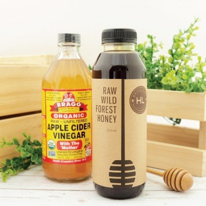 BRAGG Apple Cider Vinegar 473 Ml + Honey Life Raw Wild Forest 500 Ml