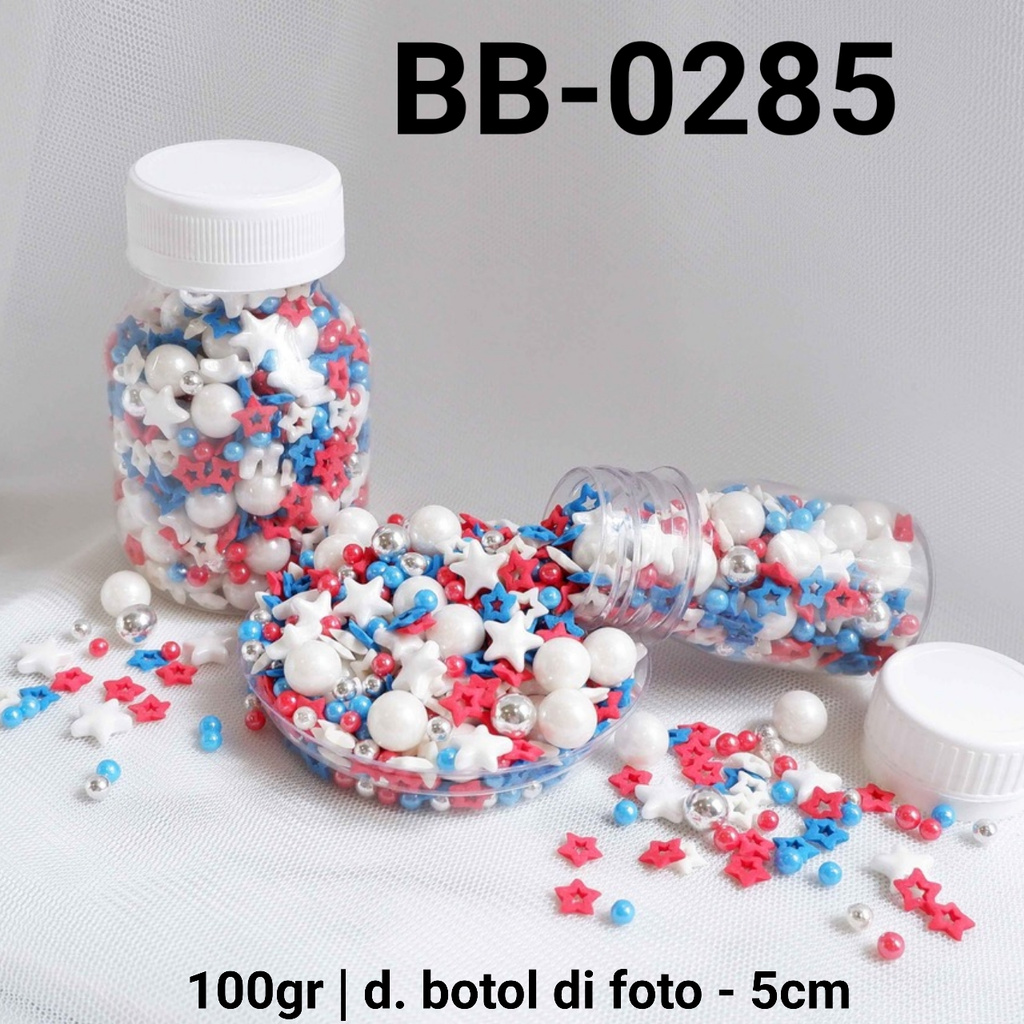 

BB-0285 Sprinkles sprinkle springkel 100gr bintang merah putih biru yamama baking grosir murah sprinkles cake dekorasi mutiara trimit decoration story sprinklestory sprinklesstory sprinkle story yamama baking