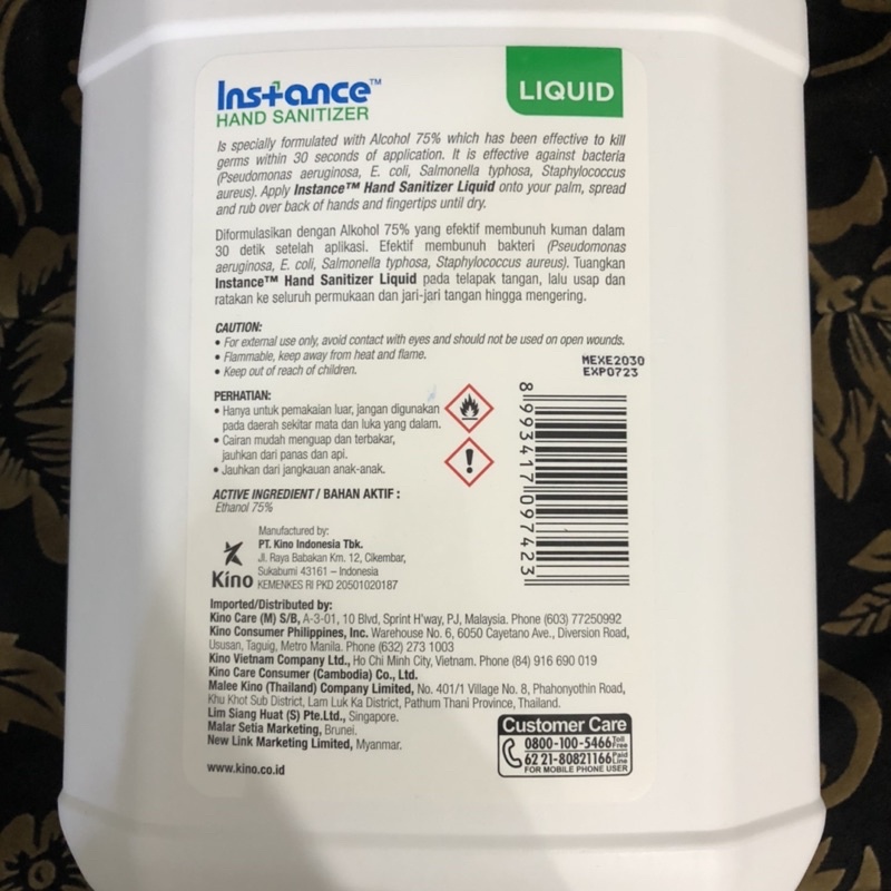 INSTANCE Hand Sanitizer Cair / Liquid / Refill Spray 4 Liter bukan 5 L