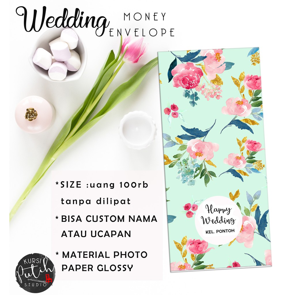 

Amplop Uang untuk Lebaran / Wedding / Angpao bisa custom nama motif floral