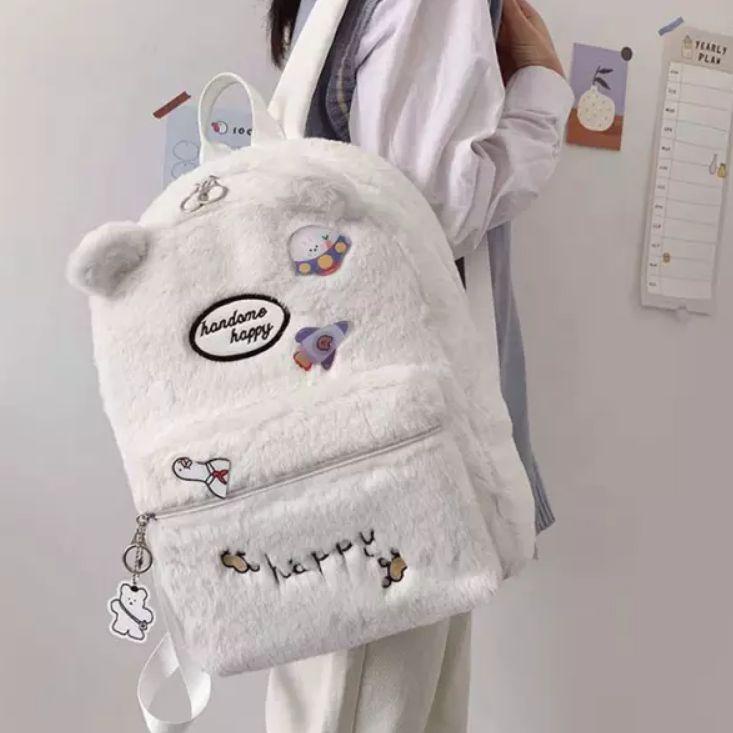 <KiD ✿> TAS BULU IMPORT/TAS SEKOLAH/TAS IMPORT/TAS BULU BAHAN HALUS LEMBUT/TAS BULU POLOS COKLAT/TAS