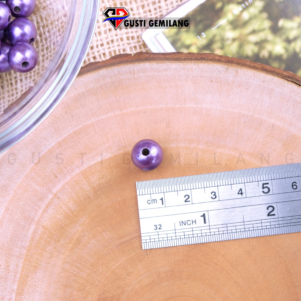 6pcs Mutiara Ringan Ungu Merona12mm Aksesoris