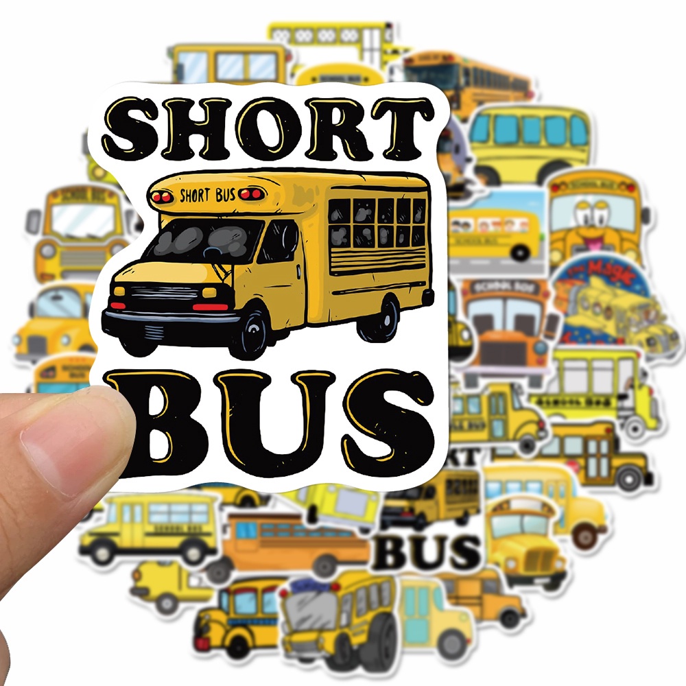 [In stock] 50pcs school bus cartoon stickers personality fun hand account stickers box computer waterproof stickers