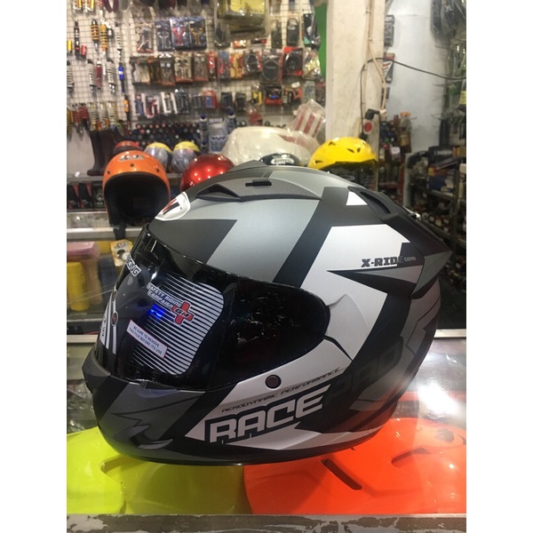 Jual Helm Gm Race Pro X Ride Black White Doff Visor Smok Full Face Shopee Indonesia