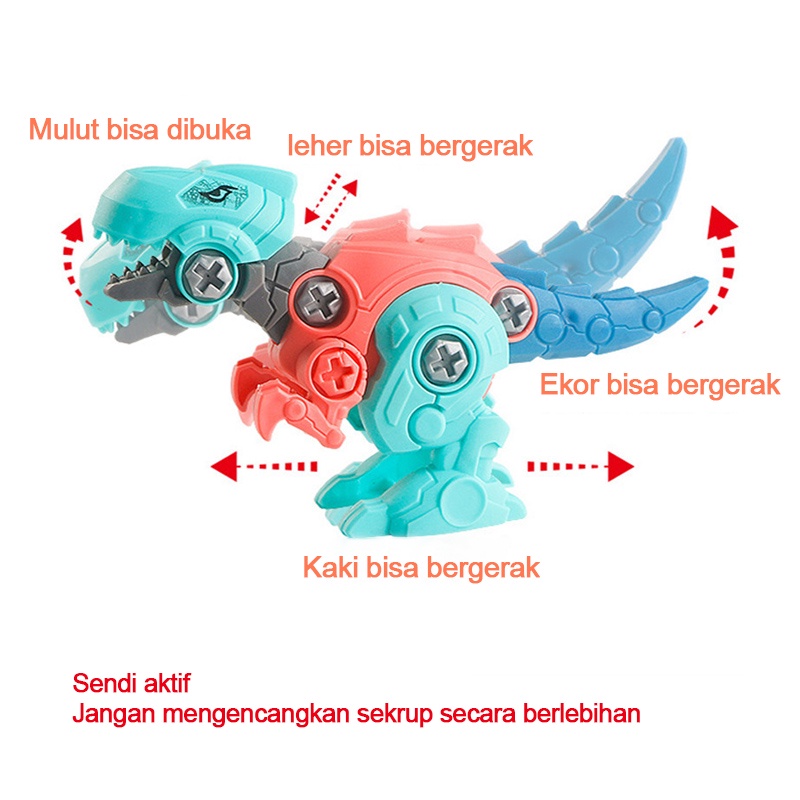 Mainan DIY dinosaurus bongkar pasang obeng L277