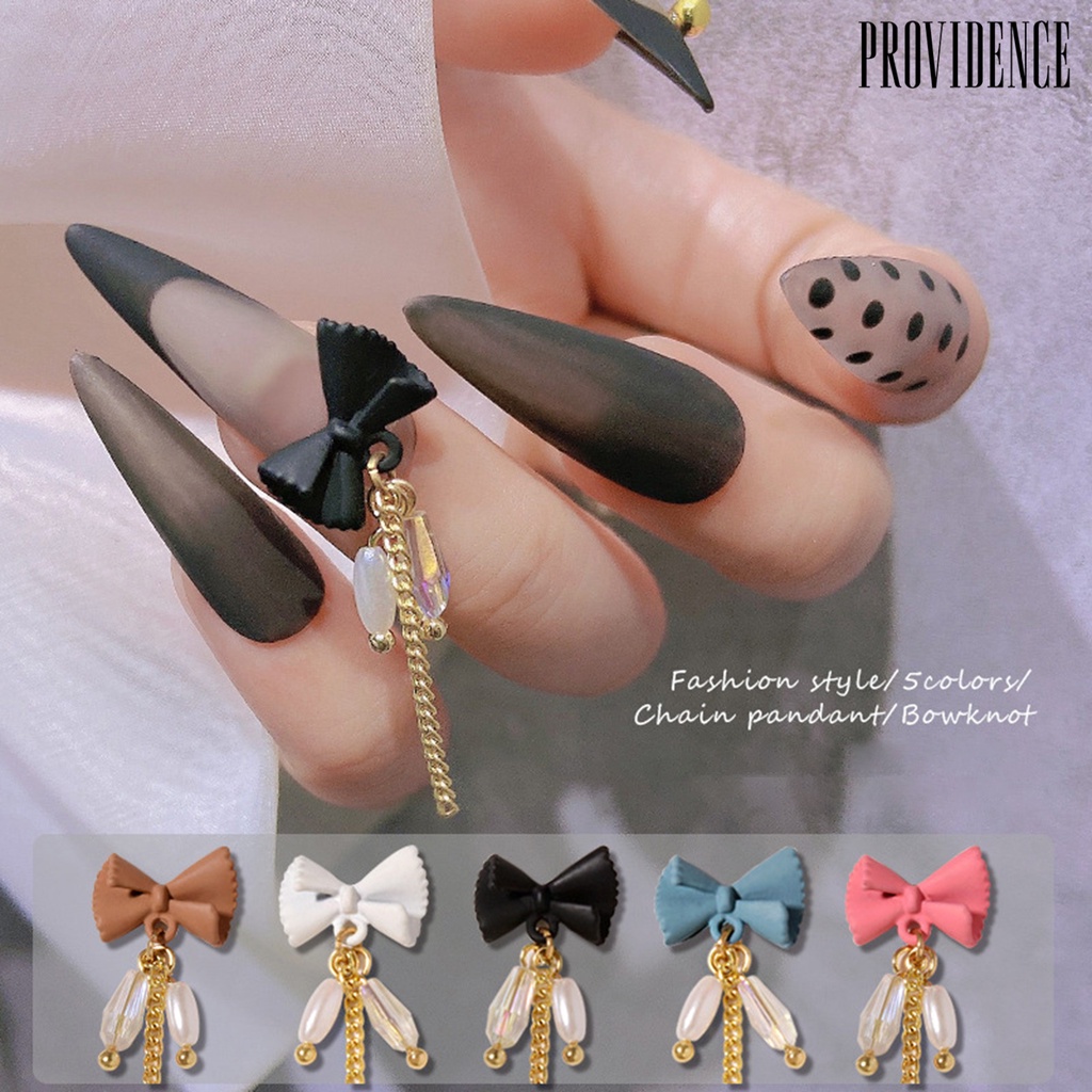 Providence 3pcs / Set Ornamen Rantai Pita 3d Anti Pudar Aksesoris Nail Art / Manicure Wanita