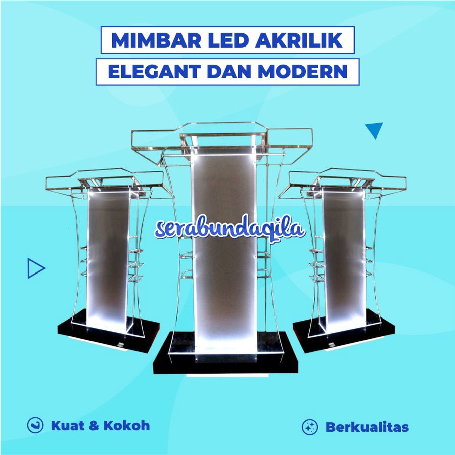 Mimbar Akrilik Podium Minimalis LED PD21, Akrilik Meja Podium