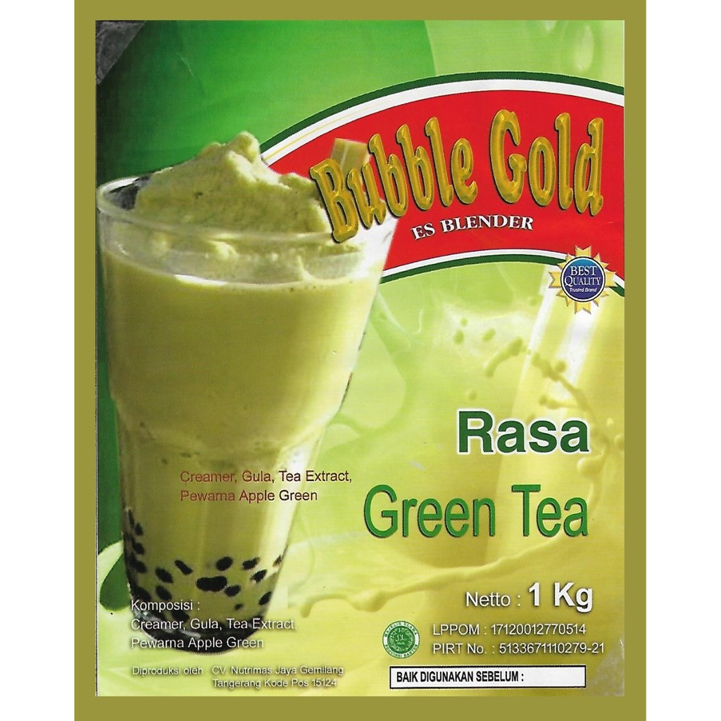 BUBBLE GOLD GREEN TEA KEMASAN 1KG | SERBUK MINUMAN RASA TEH HIJAU 1KILO