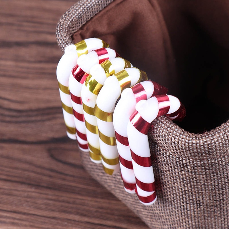 6pcs Liontin Permen Tongkat Kecil Bahan Plastik Untuk Dekorasi Pohon Natal