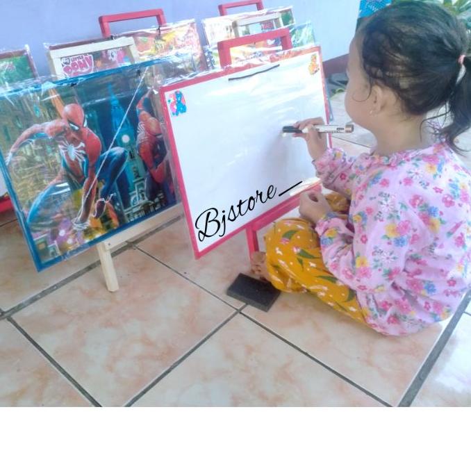 

✅Diamond Promo Papan Tulis / Whiteboard Anak ( FREE SPIDOL + PENGHAPUS ) dengan Penyanggah kayu Ukuran 30x50 cm #alltrend