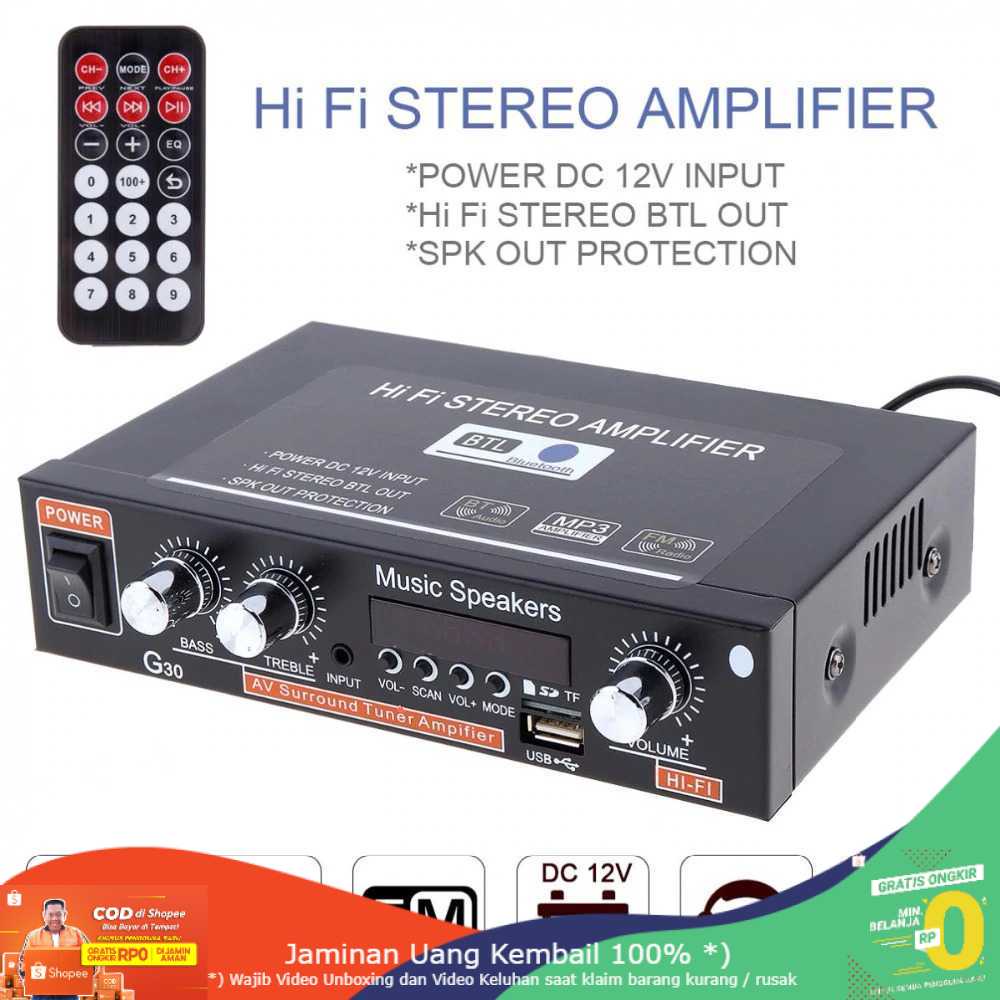 (BISA COD) RVOSTR  Audio HiFi Amplifier Bluetooth with Remote Control - G30