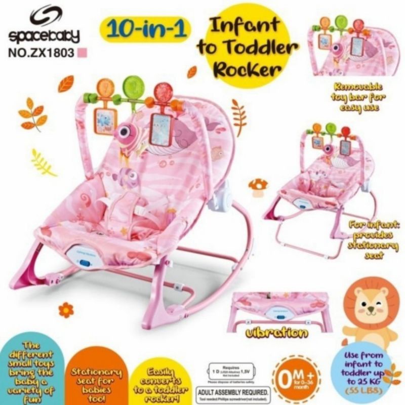 Bouncer/Kursi Ayun Space Baby Infant To Toddler Rocker 10 in 1 ZX-1803-Pink