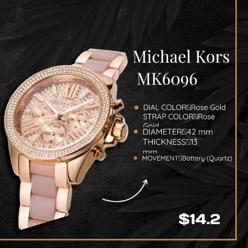 ( GROSIR ) Jam Tangan Wanita Merk Michael Kors Original MK6096 Rosegold