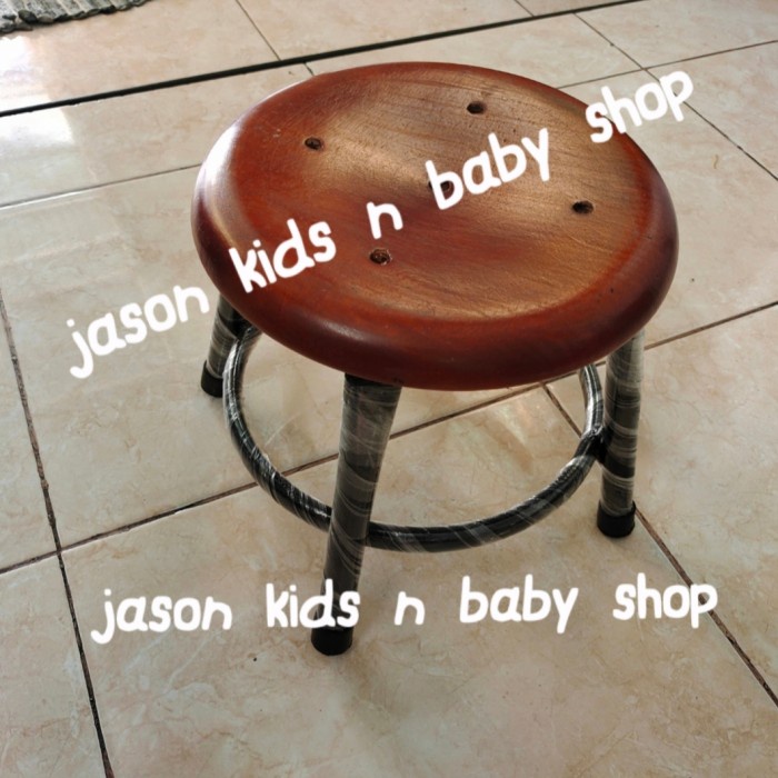 Kursi Kayu - Kursi Pendek Kayu 25 Cm/Kursi Kayu Kaki Besi 25 Cm/Bangku Pendek Kayu