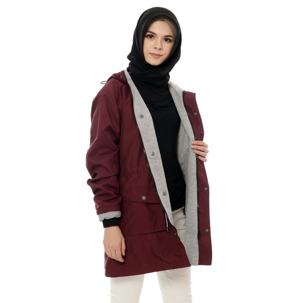 Jaket Muslimah Big Size | Hijacket - hijaber jaket | Hijaber Parka- marun-4