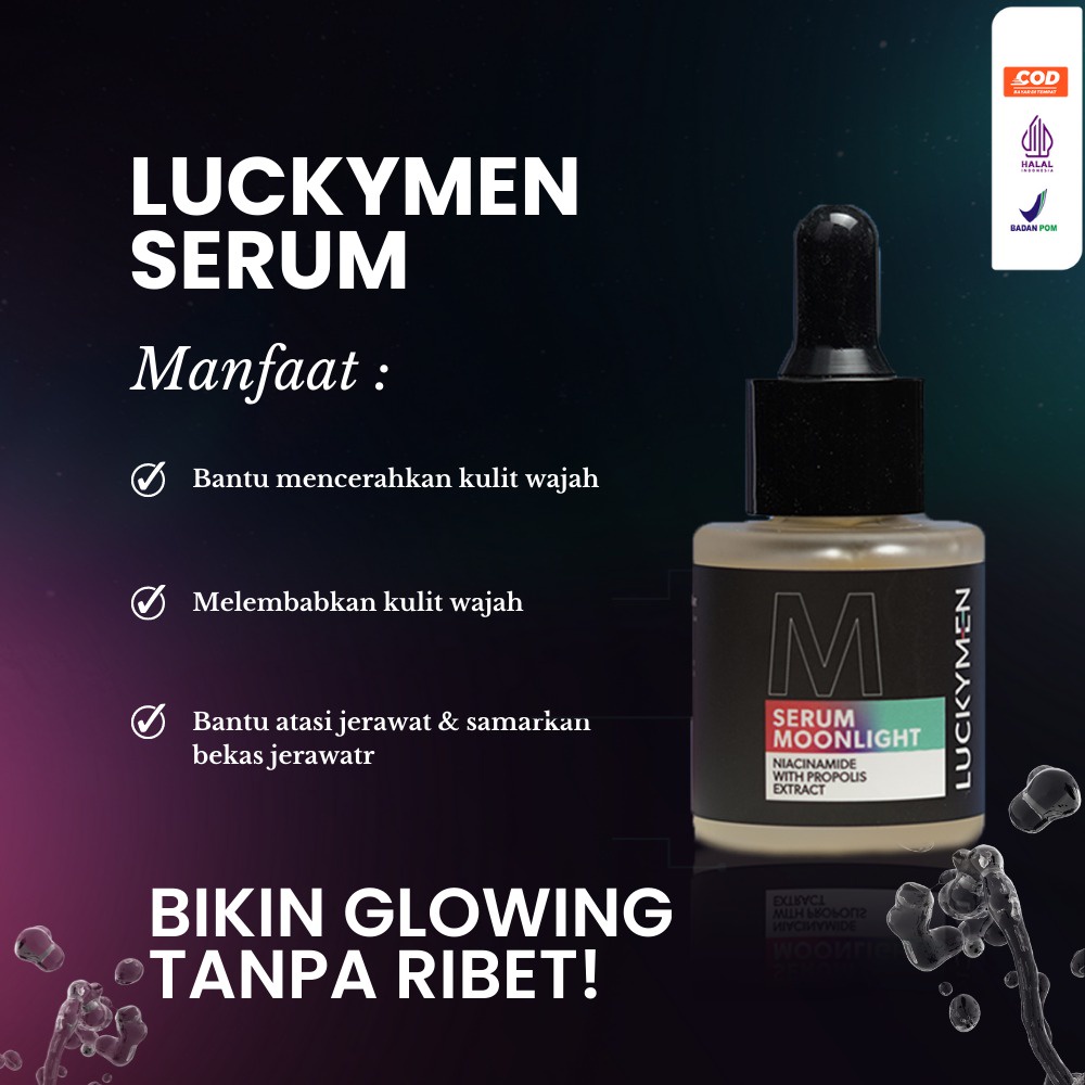 LUCKYMEN Serum Moonlight Mencerahkan dan Mengobati Jerawat Mencerahkan Dan Bikin Glowing