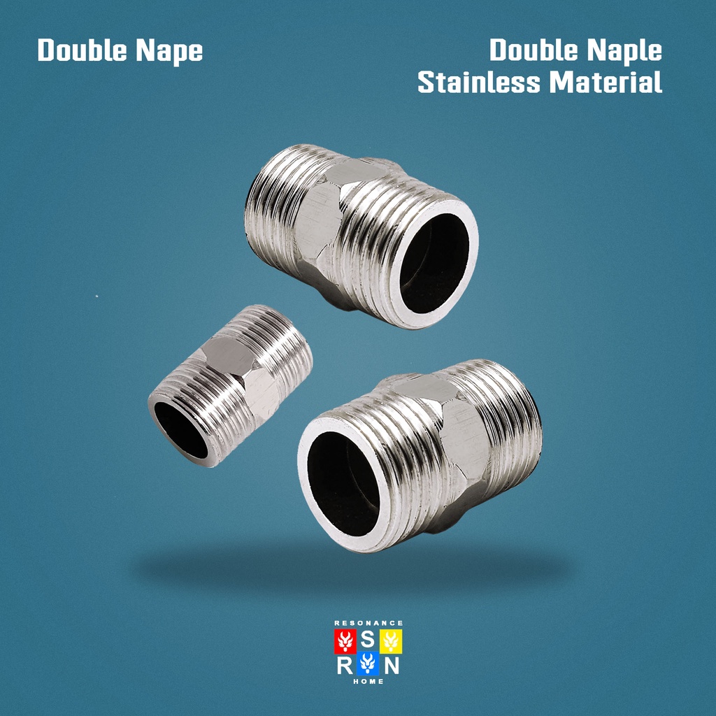 Double Nepel 1/2 Inch Drat Luar Stainless Steel 304 Resonance Home